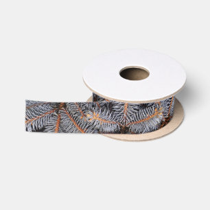 Blue Spruce Woodland Winter Evergreen Pine Tree Satin Ribbon