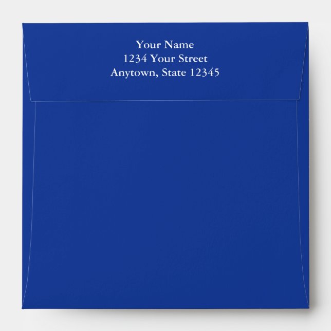 Blue Square Envelope w/ Pre-Printed Return Address (Back (Top Flap))