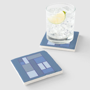 Blue Square Geometric - Emotion Form and Colour Stone Coaster
