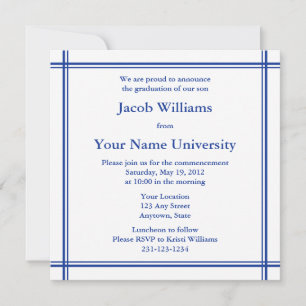 Blue Square Graduation Invitation or Announcement