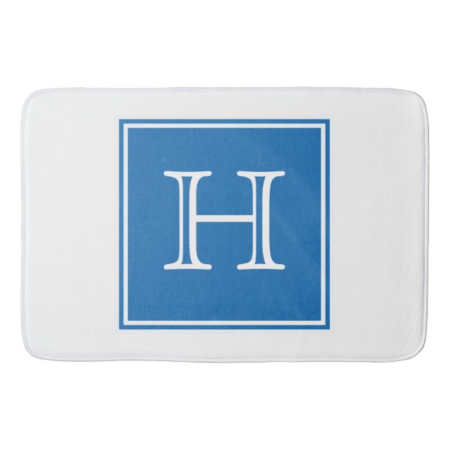 Blue Square Monogram Bath Mat (Front)
