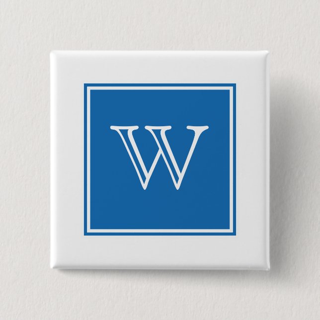 Blue Square Monogram Button (Front)