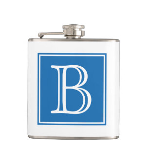 Blue Square Monogram Flask