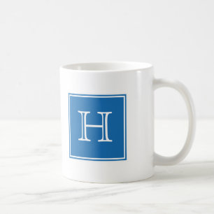Blue Square Monogram Mug