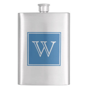Blue Square Monogram Premium Flask