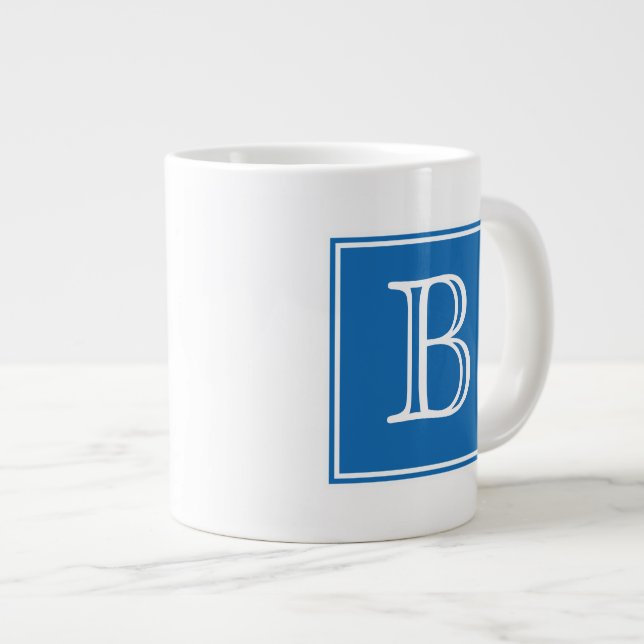 Blue Square Monogram Specialty Mug (Front Right)