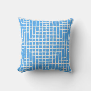 Blue Square Pattern Throw Pillow
