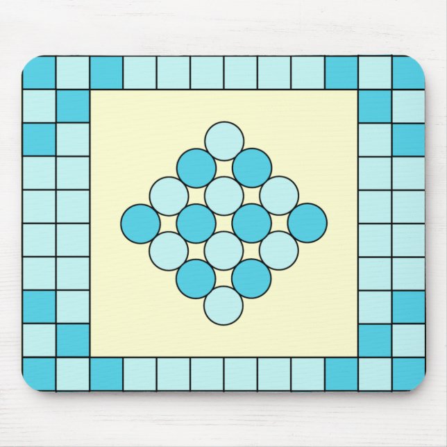 Blue Squares and Circles Pattern Mouse Pad (Front)