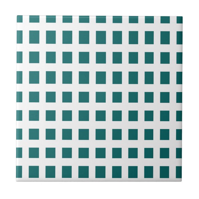Blue Squares Chequered  Tile (Front)