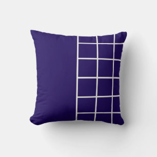 Blue squares collage white lines throw pillow