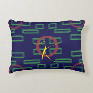 Blue Squares Geometric  Accent Pillow