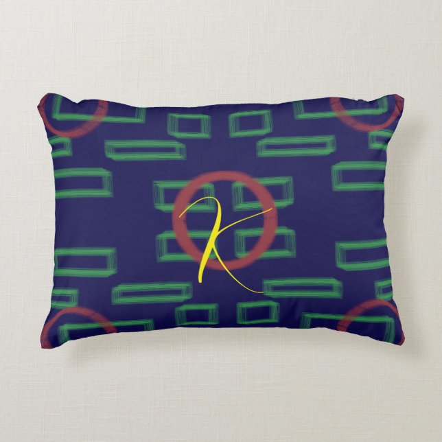 Blue Squares Geometric  Accent Pillow (Front)