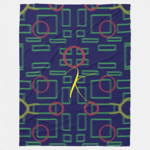 Blue Squares Geometric Fleece Blanket