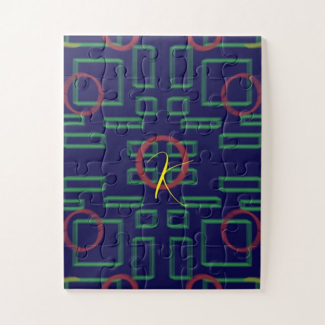Blue Squares Geometric  Jigsaw Puzzle (Vertical)