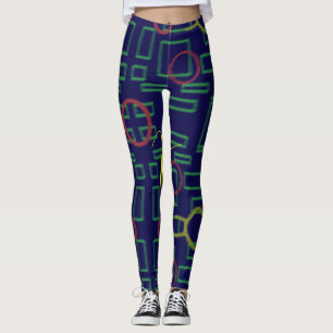 Blue Squares Geometric  Leggings