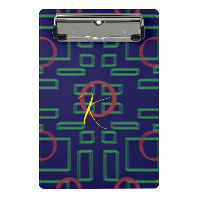 Blue Squares Geometric  Mini Clipboard (Front)