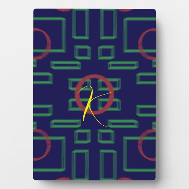 Blue Squares Geometric  Plaque (Front)