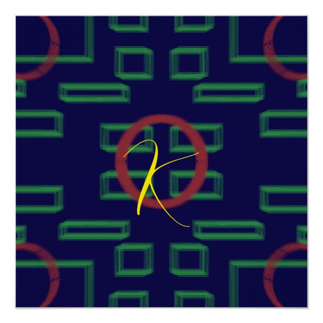 Blue Squares Geometric  Poster (Front)