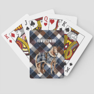 Blue Squares Horse Playing Cards