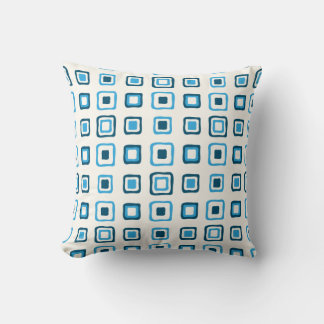 Blue Squares in Blue Squares Throw Pillow