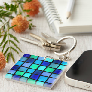 Blue Squares Keychain