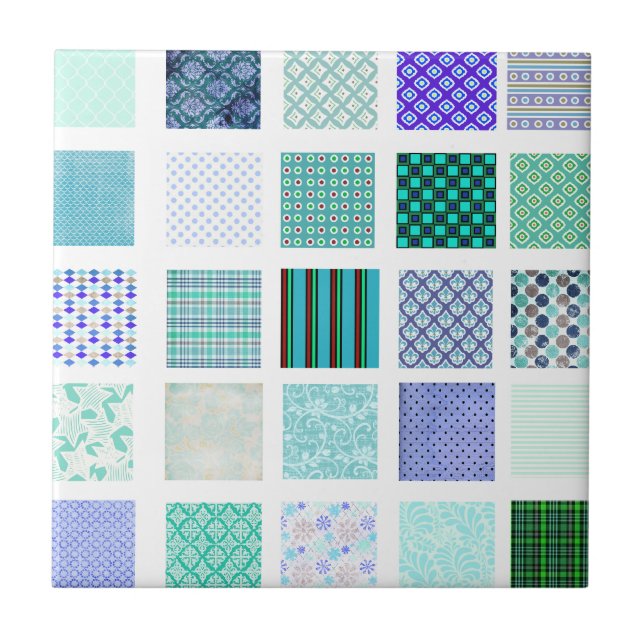 Blue squares mosaic pattern tile (Front)