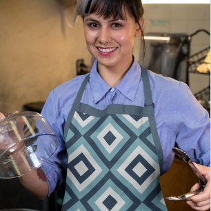 Blue Squares Pattern Apron