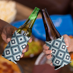 Blue Squares Pattern Can Cooler