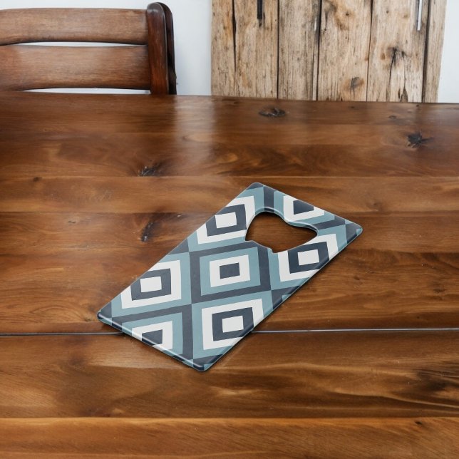 Blue Squares Pattern Credit Card Bottle Opener (Bottle Openers)