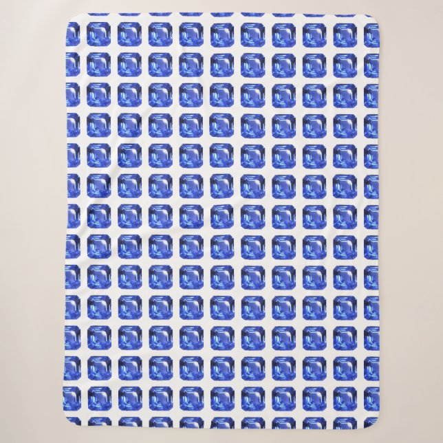 Blue Squarish Pattern Sherpa Blanket (Front)