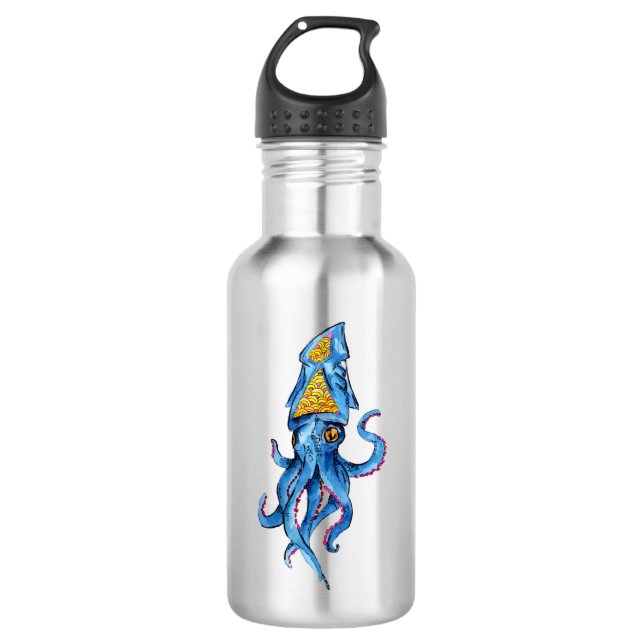 Blue Squid 532 Ml Water Bottle (Front)