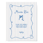Blue Squiggle Frame Bow Bridal Shower Mimosa Bar 