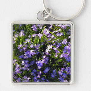 Blue Squill Spring Flowers Keychain