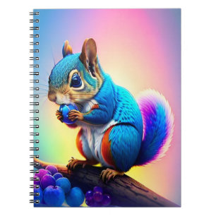 Blue Squirrel Eating A Fruit-323232 Notebook