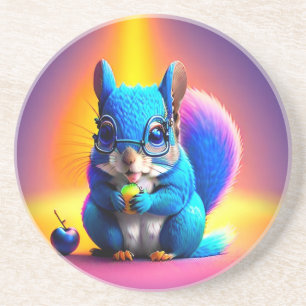 Blue Squirrel Eating A Fruit-79577 Coaster