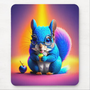 Blue Squirrel Eating A Fruit  Mouse Pad