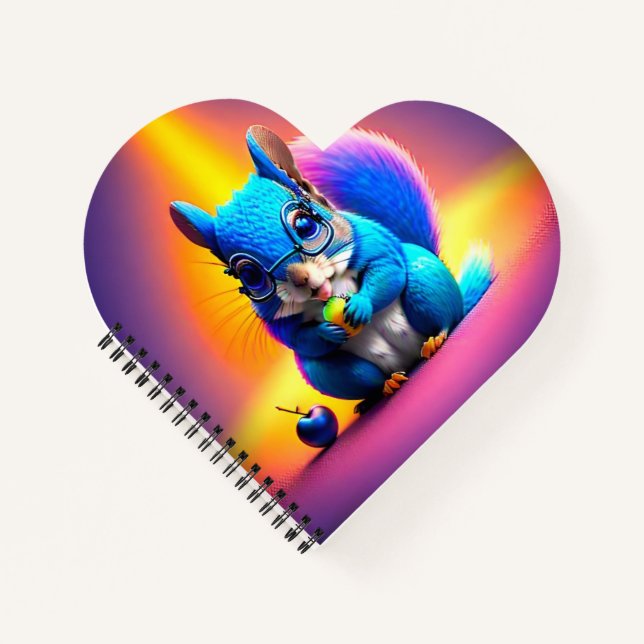 Blue Squirrel Eating A Fruit  Notebook (Front)