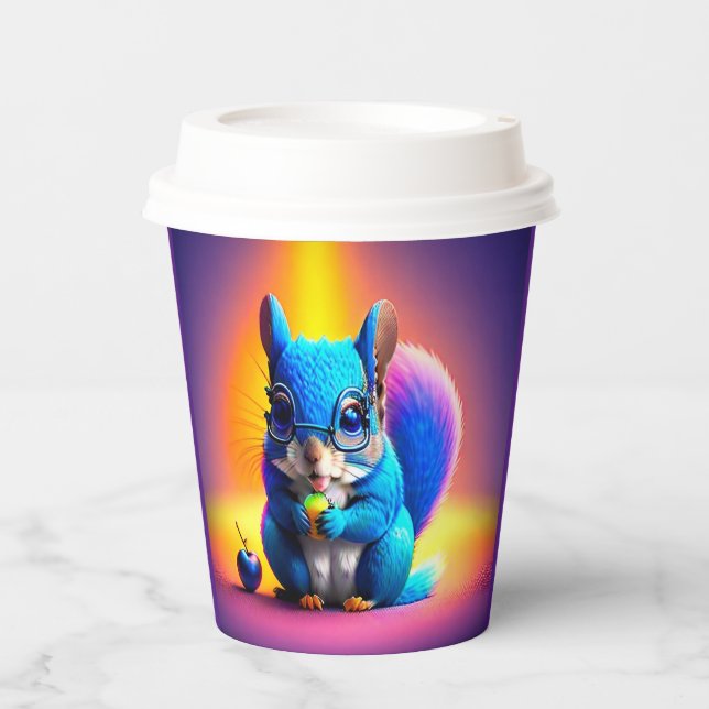 Blue Squirrel Eating A Fruit  Paper Cups (Front)