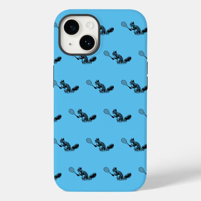 Blue Squirrel Tennis Player Pattern Case-Mate iPhone Case (Back)