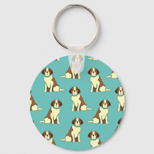 Blue St. Bernard Lover Keychain