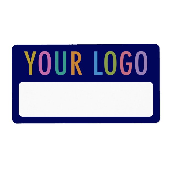 Blue Staff Name Stickers Labels with Business Logo (Front)