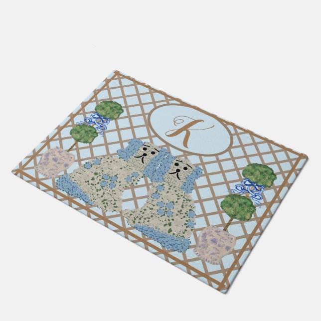  Blue Staffordshire Dogs Ginger Jar Jars Topiary  Doormat (Angled)