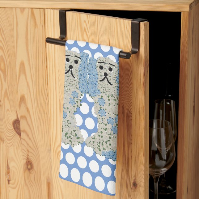 Blue Staffordshire Dogs Ginger Jars Jar Magnolia   Kitchen Towel (Thirds Fold)