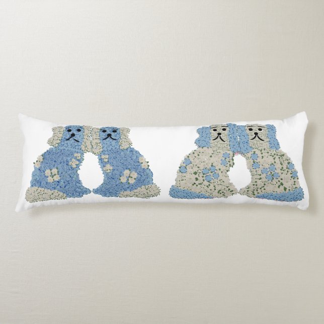 Blue Staffordshire Dogs Ginger Jars  Lumbar Body Pillow (Front)