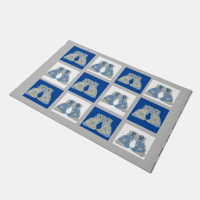 Blue Staffordshire Dogs Ginger Jars Magnolia Doormat (Angled)