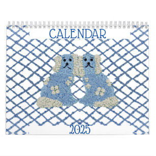 Blue Staffordshire Dogs Lattice Trellis    Calendar