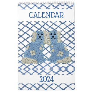 Blue Staffordshire Dogs Lattice Trellis    Calendar