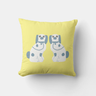 Blue Staffordshire Dogs Throw Pillow