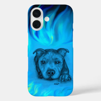 Blue Staffy Puppy iPhone 16 Case