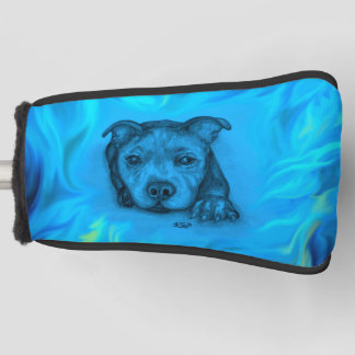 Blue Staffy Puppy Golf Head Cover